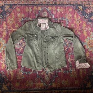 Abercrombie & Fitch Khaki Utility Jacket with Floral Lining